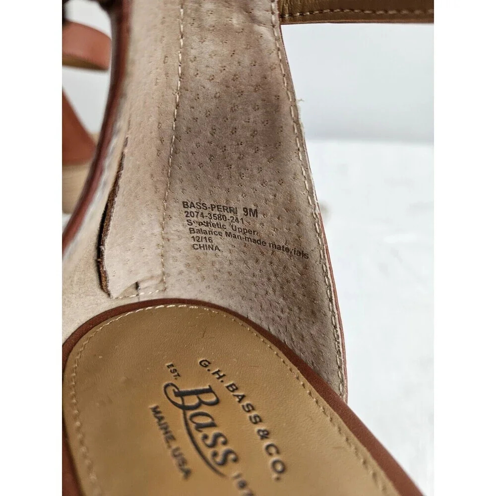 BASS Perri Sandals Womens Size 9M Brown Chunky Heel Ankle Strap Braided - Picture 6 of 11